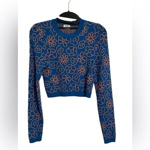 Cotton On Long Sleeve Fitted Sweater - Blue and Orange Floral
